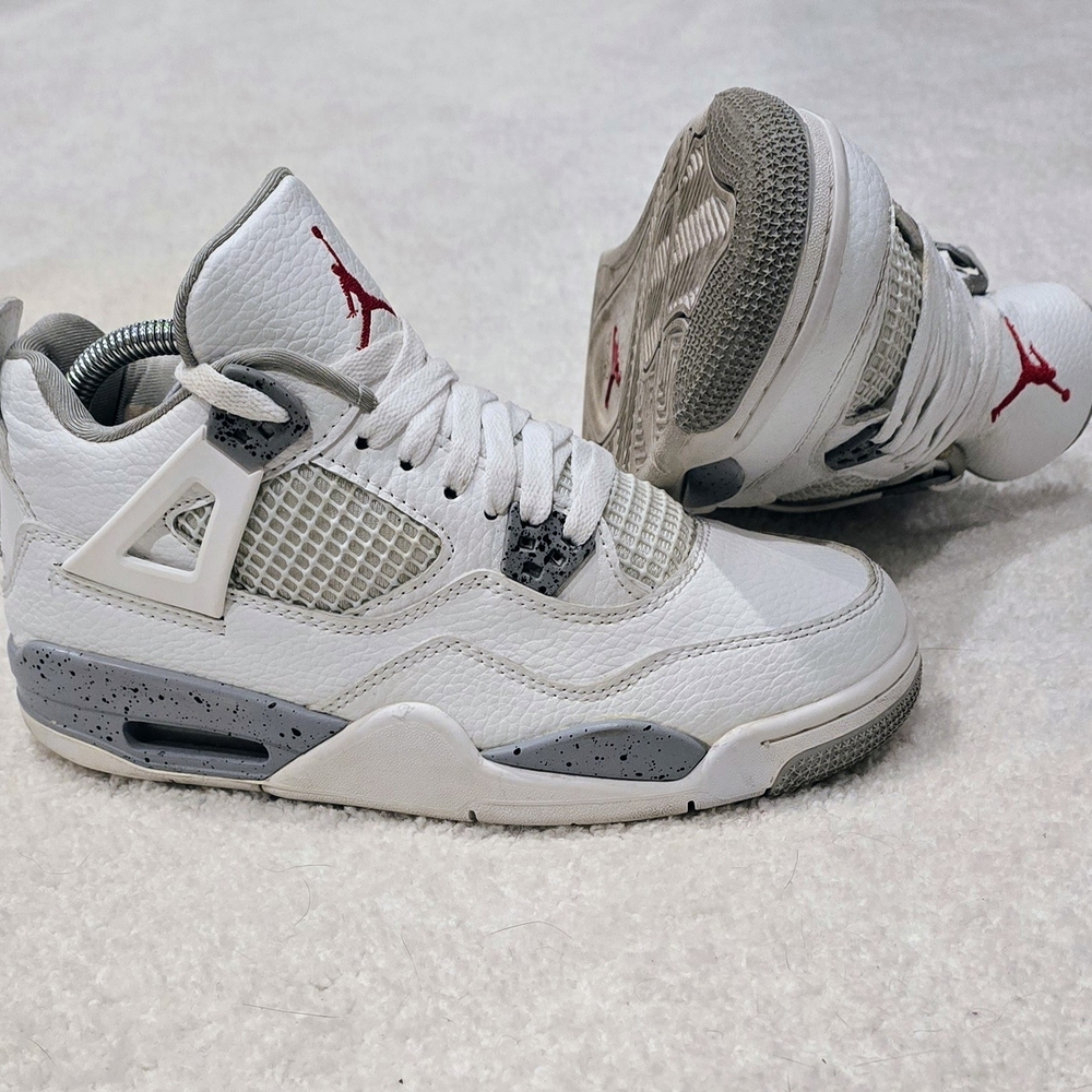 White and Gray Sneakers with Red Accent - Picture 2 of 8
